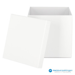 Geschenkdoos met deksel - Wit Mat - Vierkant - Luxe - Vooraanzicht open