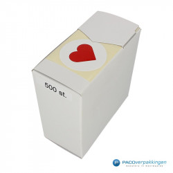 Cadeau stickers - HARTJE - Rood op wit glans - Dispenser
