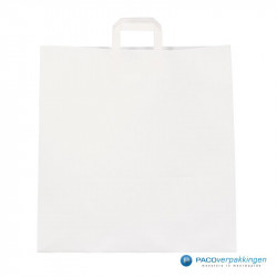 Papieren draagtassen - Wit - Platte handgreep - Vooraanzicht