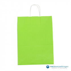 Papieren draagtassen - Groen - Gedraaide handgreep - Vooraanzicht