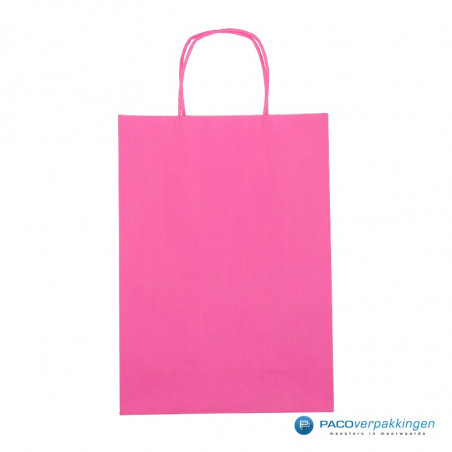 Papieren draagtassen - Hot Pink - Gedraaide handgreep