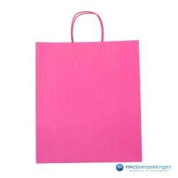 Papieren draagtassen - Hot Pink - Gedraaide handgreep - Vooraanzicht