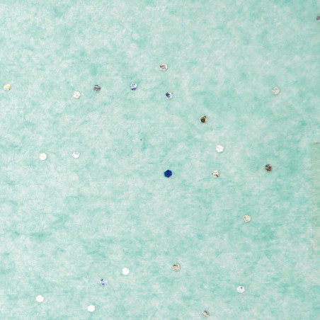 Zijdepapier - Glitters - Zilver metallic op turquoise