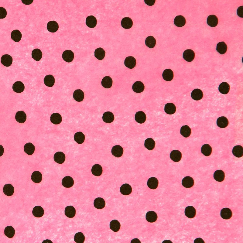 Zijdepapier - Stippen - Zwart op roze - Close-up