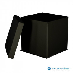 Geschenkdoos met deksel - Zwart Mat - Vierkant - Luxe - Zijaanzicht open
