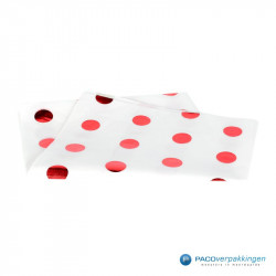 Zijdepapier - Stippen - Rood op wit - Vooraanzicht
