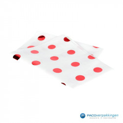 Zijdepapier - Stippen - Rood op wit - Zijaanzicht voor