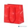 Papieren draagtassen - Rood Glans - Luxe - Katoenen koord - Zijaanzicht voor