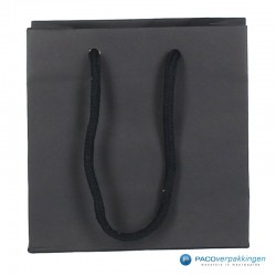 Papieren draagtassen - Zwart Mat - Luxe - Katoenen koord - Vooraanzicht