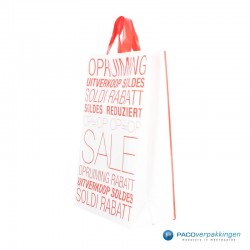 Plastic draagtassen - Sale - Wit - Zijaanzicht voor