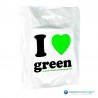 Plastic draagtassen - I LOVE GREEN - Wit - Zijkant achteraanzicht