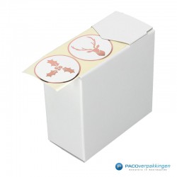 Cadeau stickers - Sneeuwvlok en kerstboom - Brons op wit - Zijaanzicht