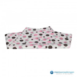 Zijdepapier - Stipppen - Bruin / roze op wit - Vooraanzicht