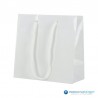 Papieren draagtassen - Wit Glans - Luxe - Katoenen koord - Zijaanzicht voor