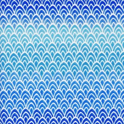 Inpakpapier - Schubben - Wit op blauw (Nr. 3006) - Close-up