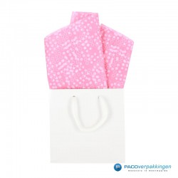 Zijdepapier - Stippen - Wit op roze - Toepassing