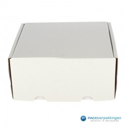 Postdozen met klepsluiting - Duo - Bruin Kraft en Wit Kraft - Luxe - Vooraanzicht dicht wit