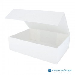 Magneetdoos A4 - Wit mat met strodessin - Eco papier - Budget - Geopend