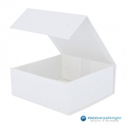 Magneetdoos - Wit mat met strodessin - Eco papier - Budget - Geopend