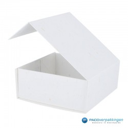 Magneetdoos - Wit mat met strodessin - Eco papier - Budget - Geopend2