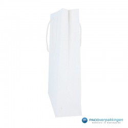 Papieren draagtassen - Wit mat met strodessin - Eco papier - Luxe - Katoenen koord - Zijaanzicht2