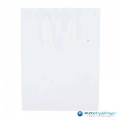 Papieren draagtassen - Wit mat met strodessin - Eco papier - Luxe - Katoenen koord - Vooraanzicht4