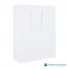 Papieren draagtassen - Wit mat met strodessin - Eco papier - Luxe - Katoenen koord - Vooraanzicht7