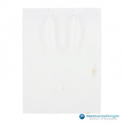 Papieren draagtassen - Wit mat met strodessin - Eco papier - Luxe - Katoenen koord - Vooraanzicht12