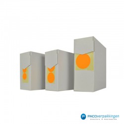 Stickers rond - Fluor Oranje Mat- Dispensers zijaanzicht