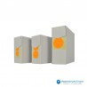 Stickers rond - Fluor Oranje Mat - Dispensers zijaanzicht