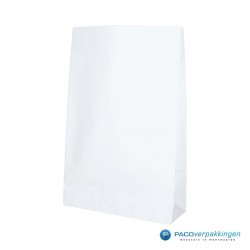 Blokbodem zakken papier - Take Away Bag - Wit - vooraanzicht zijkant