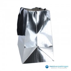 Papieren draagtassen - Zilver Glans - Luxe - Katoenen koord - Zijaanzicht 3