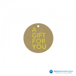 Cadeaulabels - A gift for you - Goud op bruin kraft - Vooraanzicht