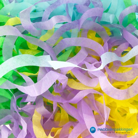 Opvulmateriaal - Swirl van zijdepapier - Lila, geel, groen en blauw