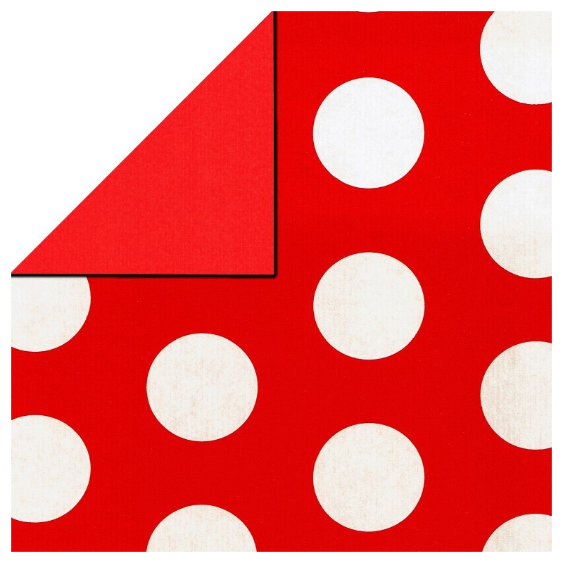 Inpakpapier - Stippen - Wit op rood (Nr. 1108) - Close-up
