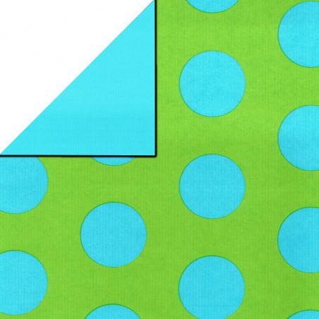 Inpakpapier - Stippen - Blauw op groen (Nr. 1110)
