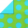 Inpakpapier - Stippen - Blauw op groen (Nr. 1110) - Close-up