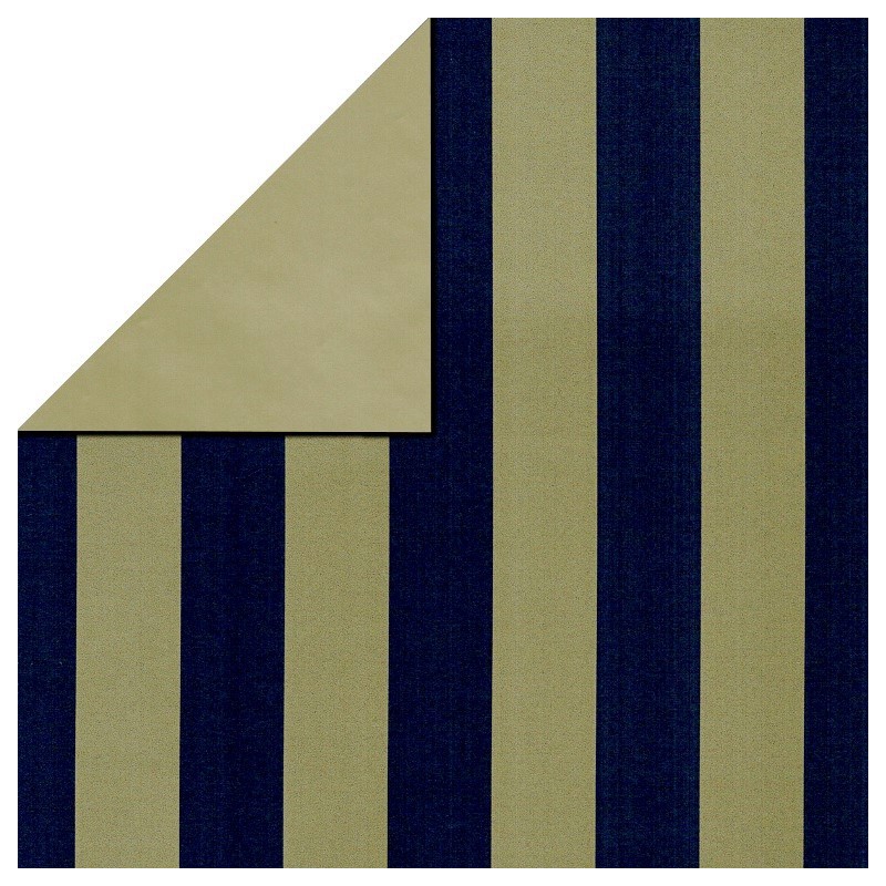 Inpakpapier - Strepen - Blauw op goud (Nr. 3102) - Close-up