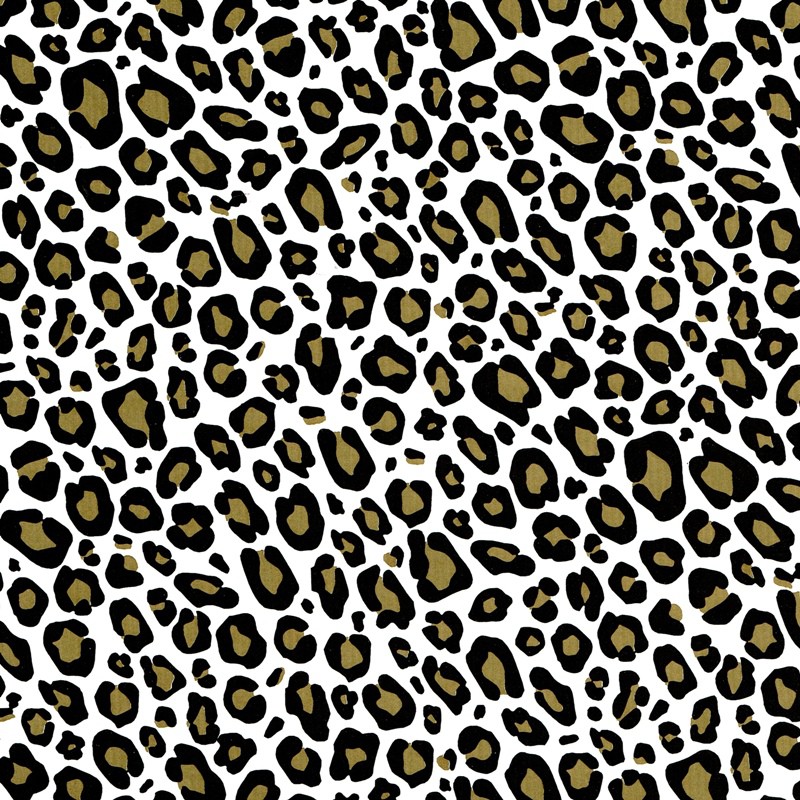 Inpakpapier - Luipaard - Bruin en zwart op wit (Nr. 1003) - Close up