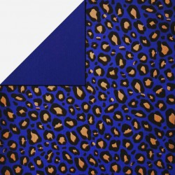 Inpakpapier - Luipaard - Zwart en bruin op blauw (Nr. 1106) - 30 CM - Close up