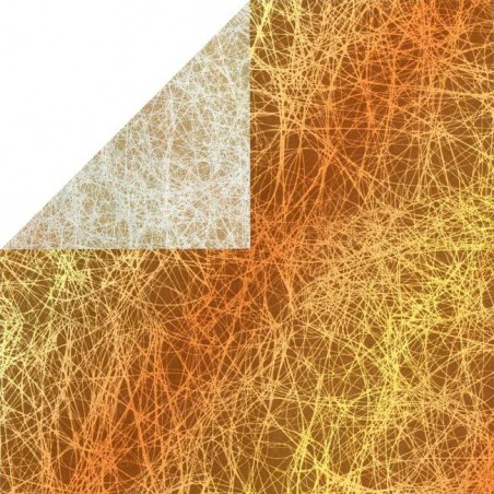Inpakpapier - Web - Geel en oranje op bruin (Nr. 1111)