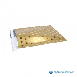 Verzendzakken - A4 - Gouden Sterren op Goud Mat - Luxe - Schuinaanzicht