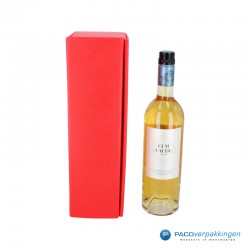 Wijndozen - 1 fles - Rood Mat - Premium - Vooraanzicht - Wijn detail