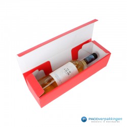 Wijndozen - 1 fles - Rood Mat - Premium - Zijaanzicht - Wijn detail