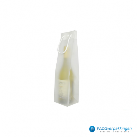 Wijntassen met katoenen koord en drukknop - Semi-transparant (wit)