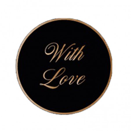 Cadeau stickers - With Love - Brons op zwart Mat