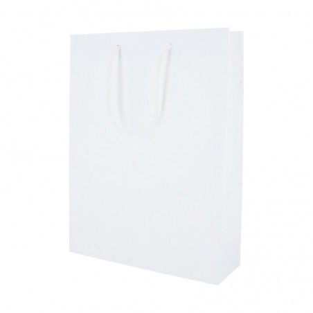 Papieren draagtassen - Wit mat met strodessin - Eco papier - Luxe - Katoenen koord