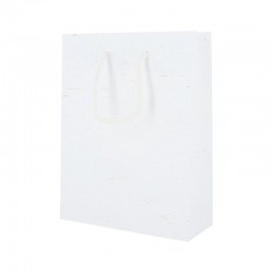 Papieren draagtassen - Wit mat met strodessin - Eco papier - Luxe - Katoenen koord - Vooraanzicht5