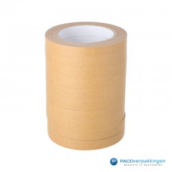 Papier tape – Smal – 15 mm – Bruin - FSC - Vooraanzicht gestapeld