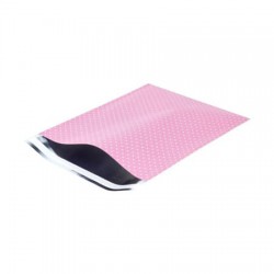 Verzendzakken - A4 - Witte Stippen op Roze - Luxe - Zijaanzicht open